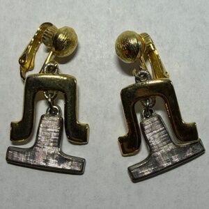 Two-Tone Bell Design Clip On Earrings